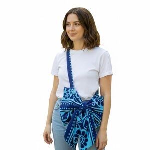 NEW Handmade Oversized Terry Cloth Beach Bow Statement Crossbody Bag